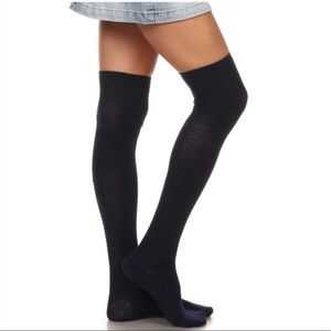 Solid Knitted Boot Socks - Navy